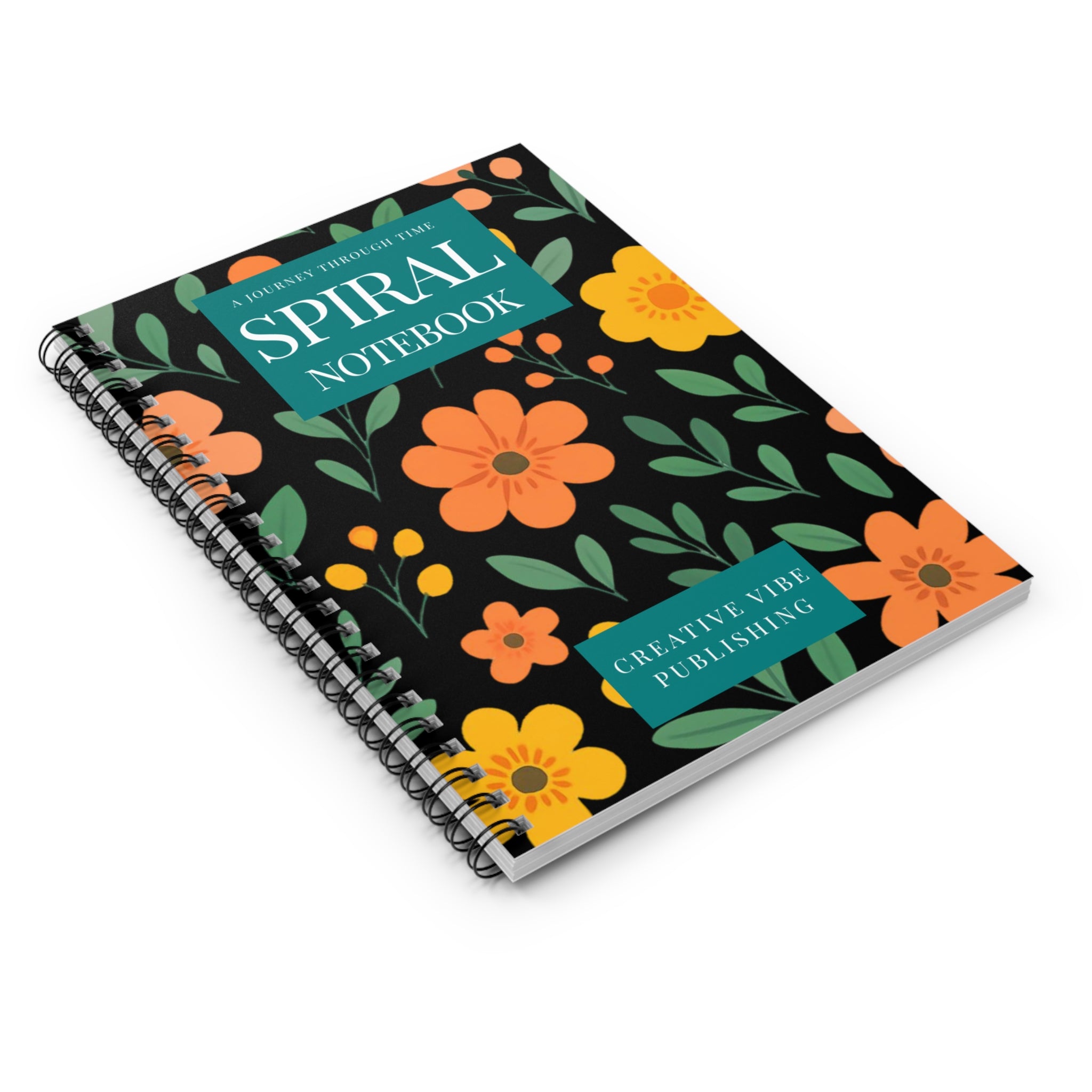 Floral Spiral Notebook — Ruled Lined Journal with 'Spiral Notebook' Cover