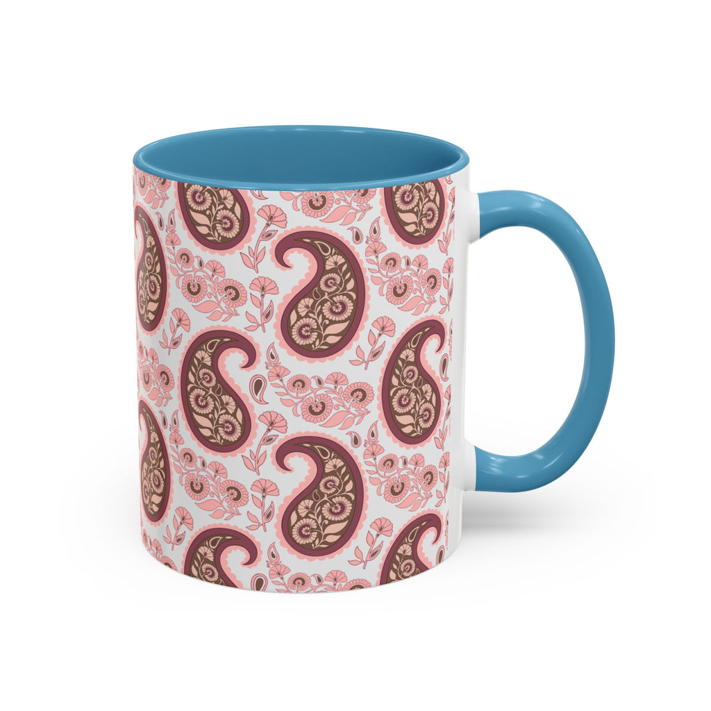 Pink Paisley Accent Coffee Mug — Decorative Floral Pattern 11/15oz