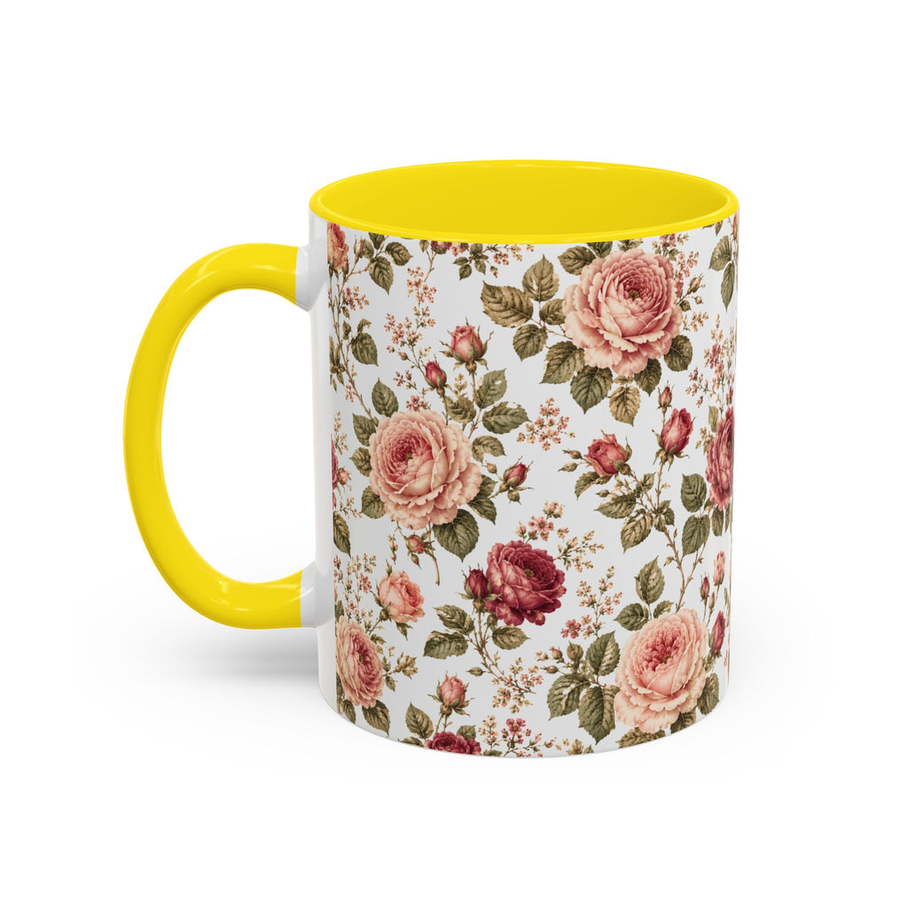 Vintage Rose Accent Coffee Mug — Floral Tea & Coffee Cup (11/15oz)