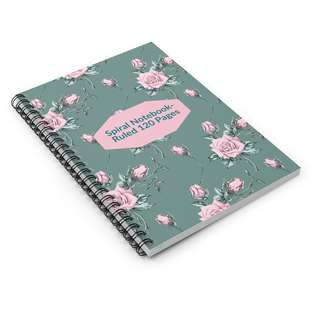 Floral Rose Spiral Notebook — Ruled 120-Page Journal
