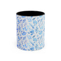 Blue Watercolor Floral Coffee Mug — Accent Handle & Interior