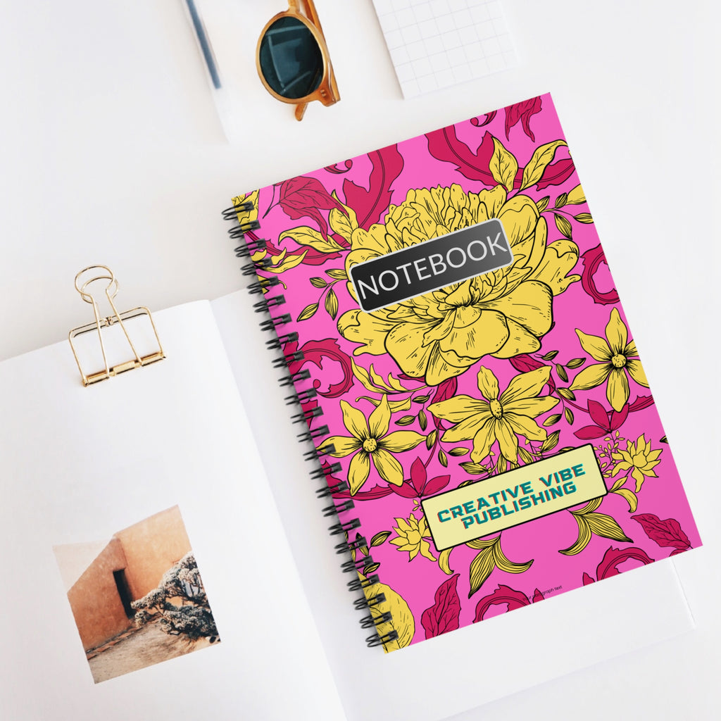 Floral Pink Spiral Notebook —  Creative Vibe  Ruled Journal