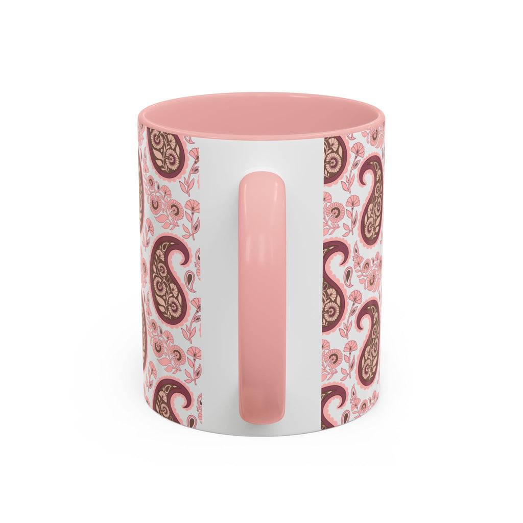 Pink Paisley Accent Coffee Mug — Decorative Floral Pattern 11/15oz