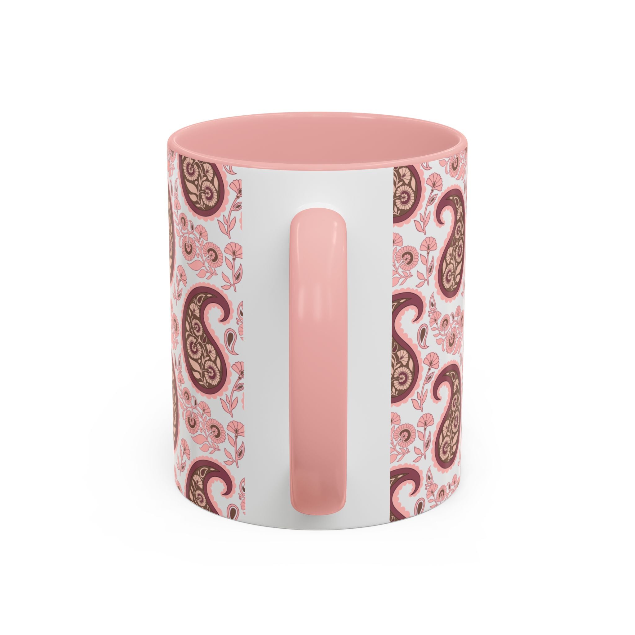 Pink Paisley Accent Coffee Mug — Decorative Floral Pattern 11/15oz