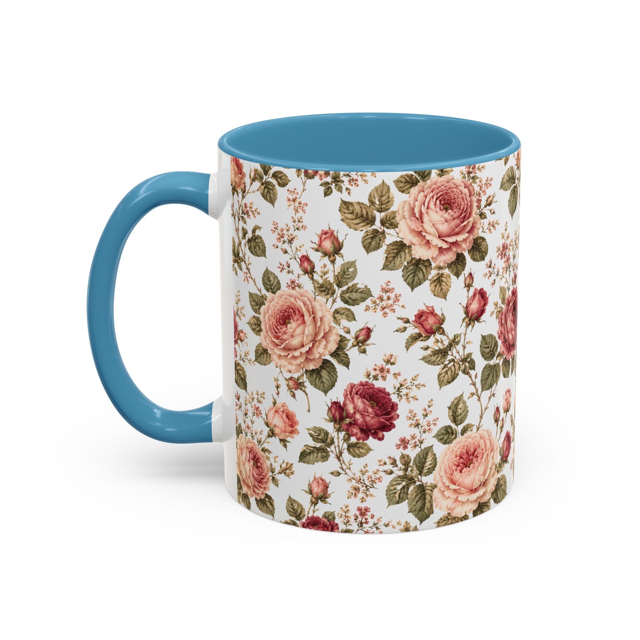 Vintage Rose Accent Coffee Mug — Floral Tea & Coffee Cup (11/15oz)