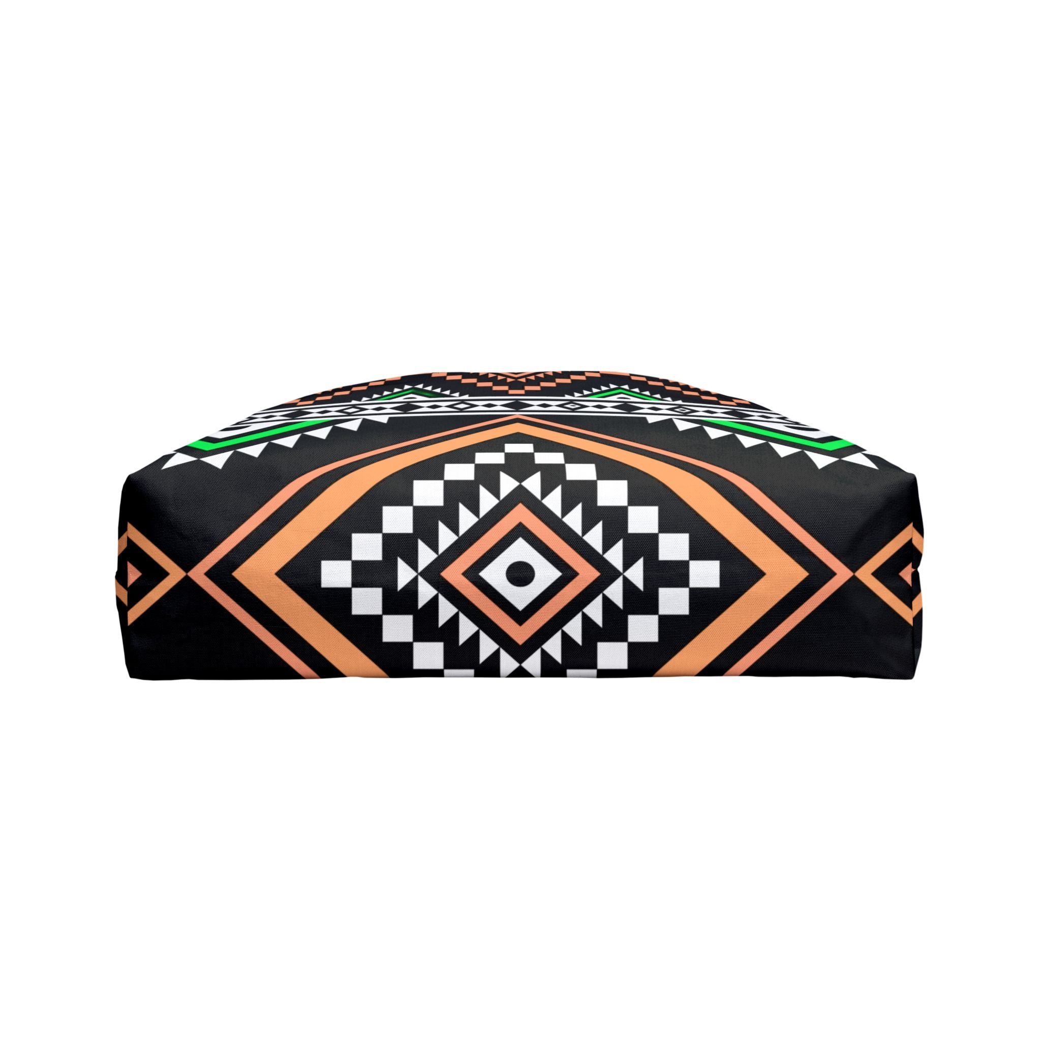 Aztec Geo Weekender Tote Bag — Black & Neon Tribal Beach Bag