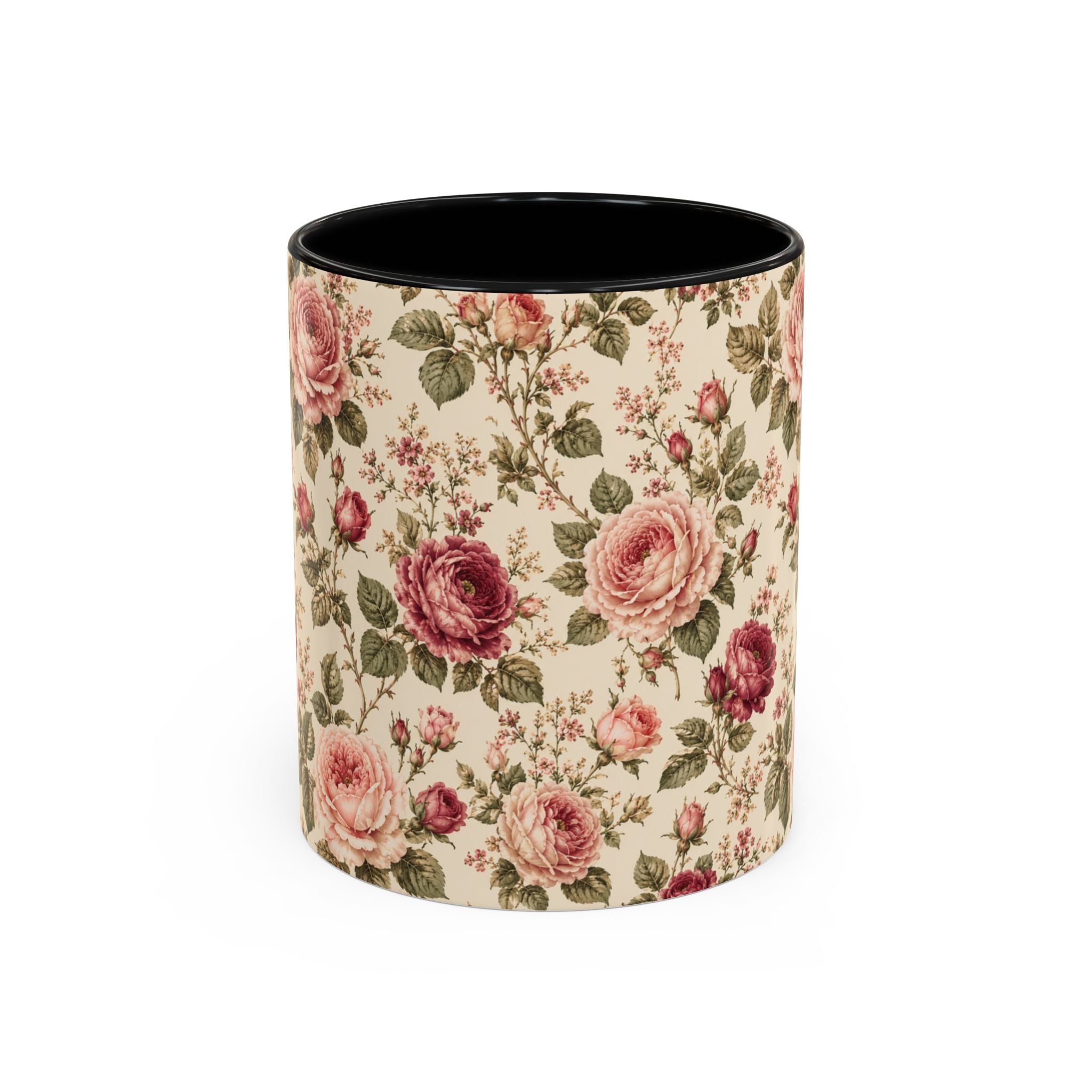 Vintage Rose Accent Coffee Mug – Floral 11/15oz