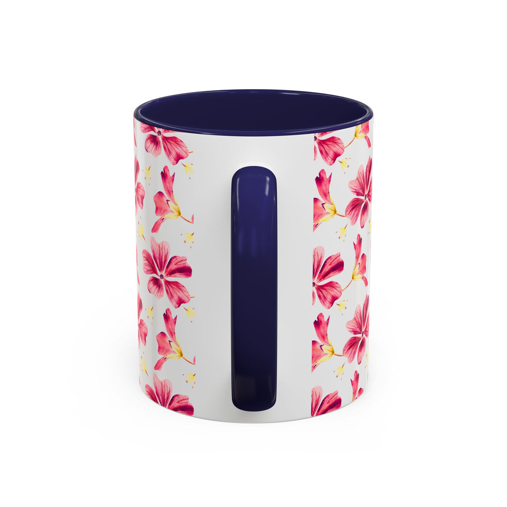 Pink Floral Accent Coffee Mug – Watercolor Hibiscus Pattern (11/15 oz)