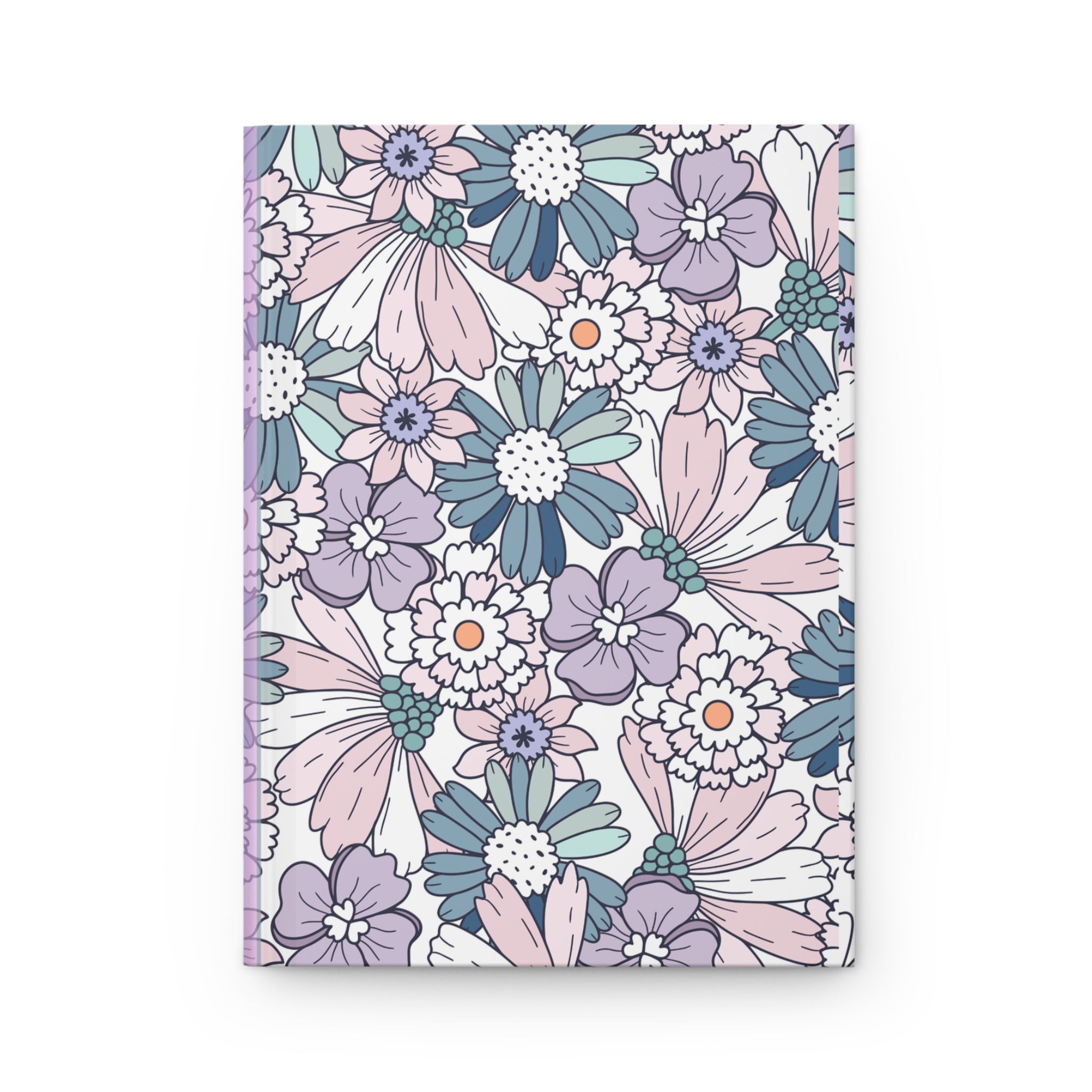 Floral Meadow Hardcover Journal — Pastel Ditsy Flower Notebook