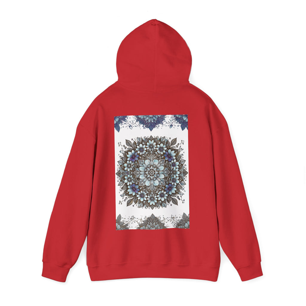 Floral Mandala Hoodie — Blue Botanical Symmetry Pullover