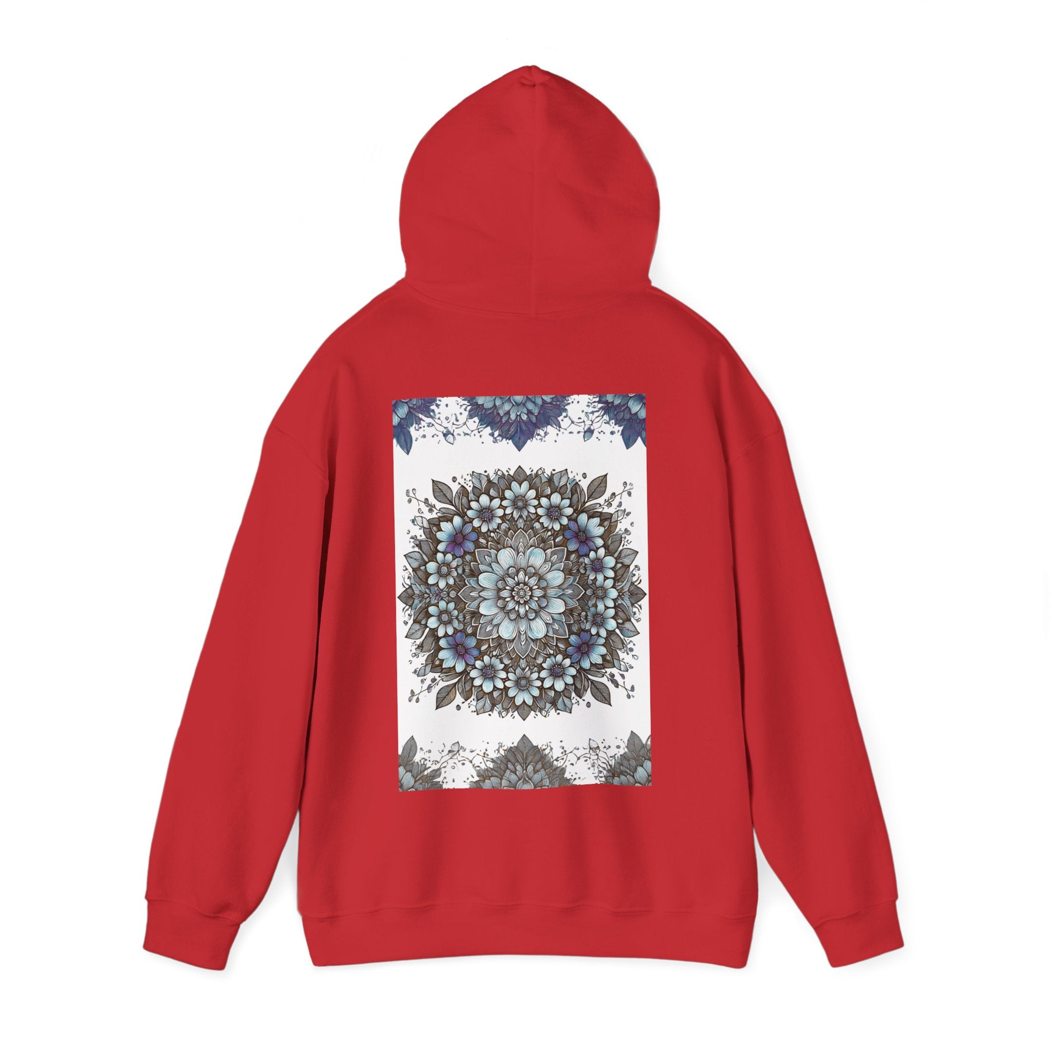 Floral Mandala Hoodie — Blue Botanical Symmetry Pullover