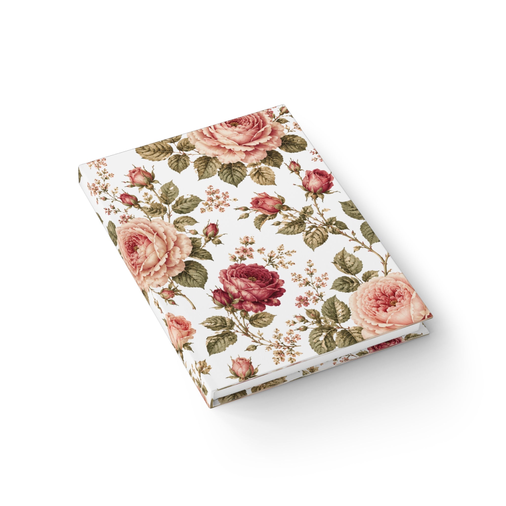 Floral Rose Ruled Journal — Vintage Garden Lined Notebook