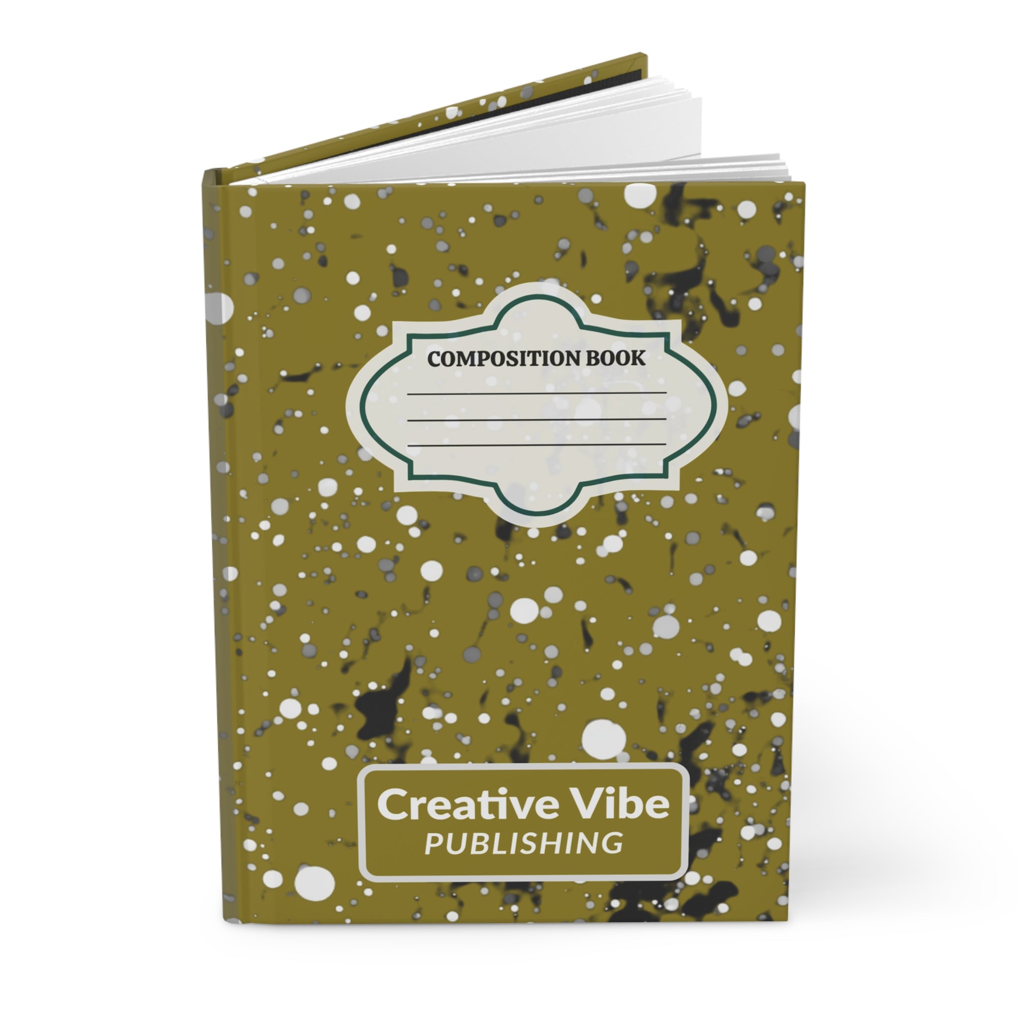 Composition Notebook Journal — Olive Splatter Hardcover (Creative Vibe)