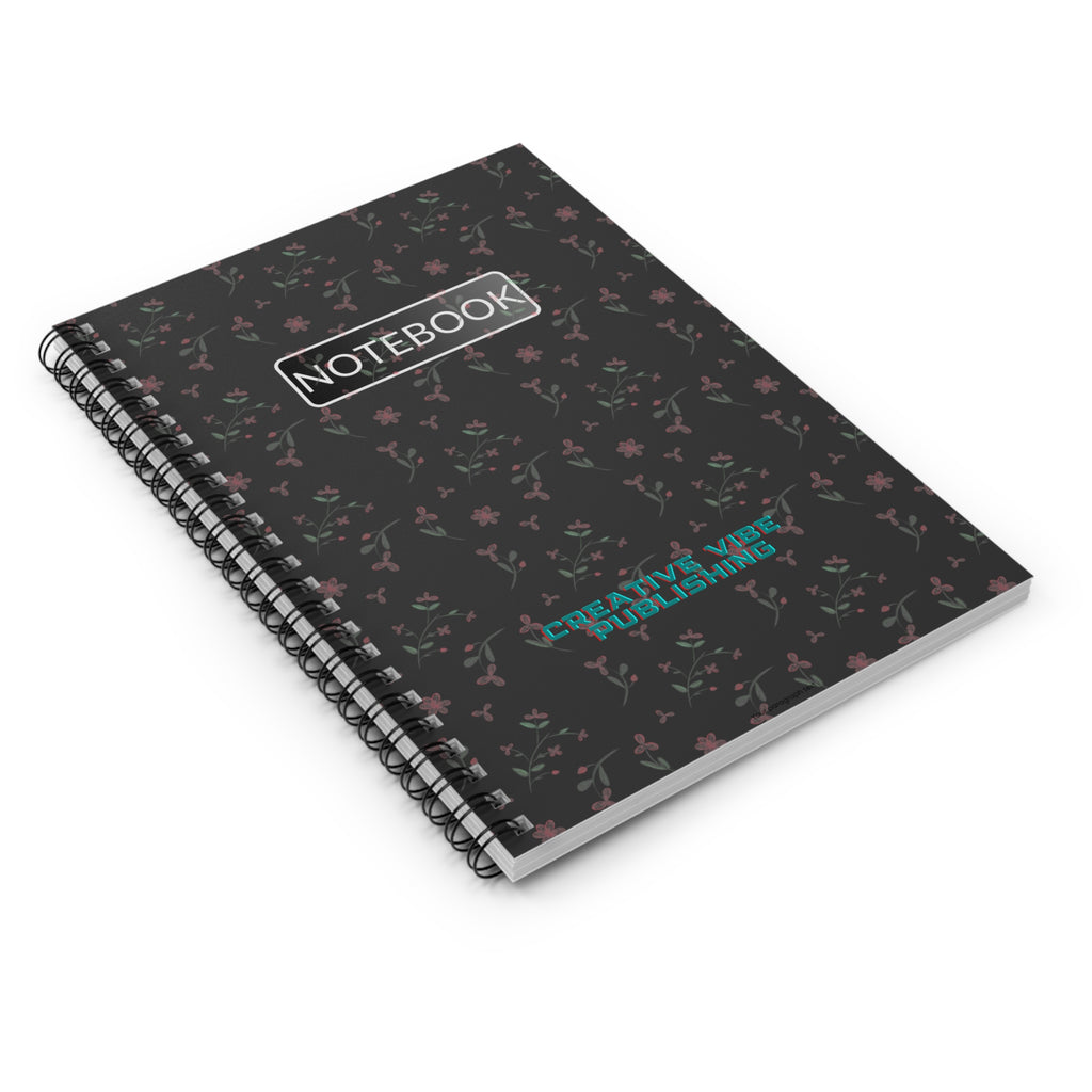 Floral Noir Spiral Notebook — Ruled Journal