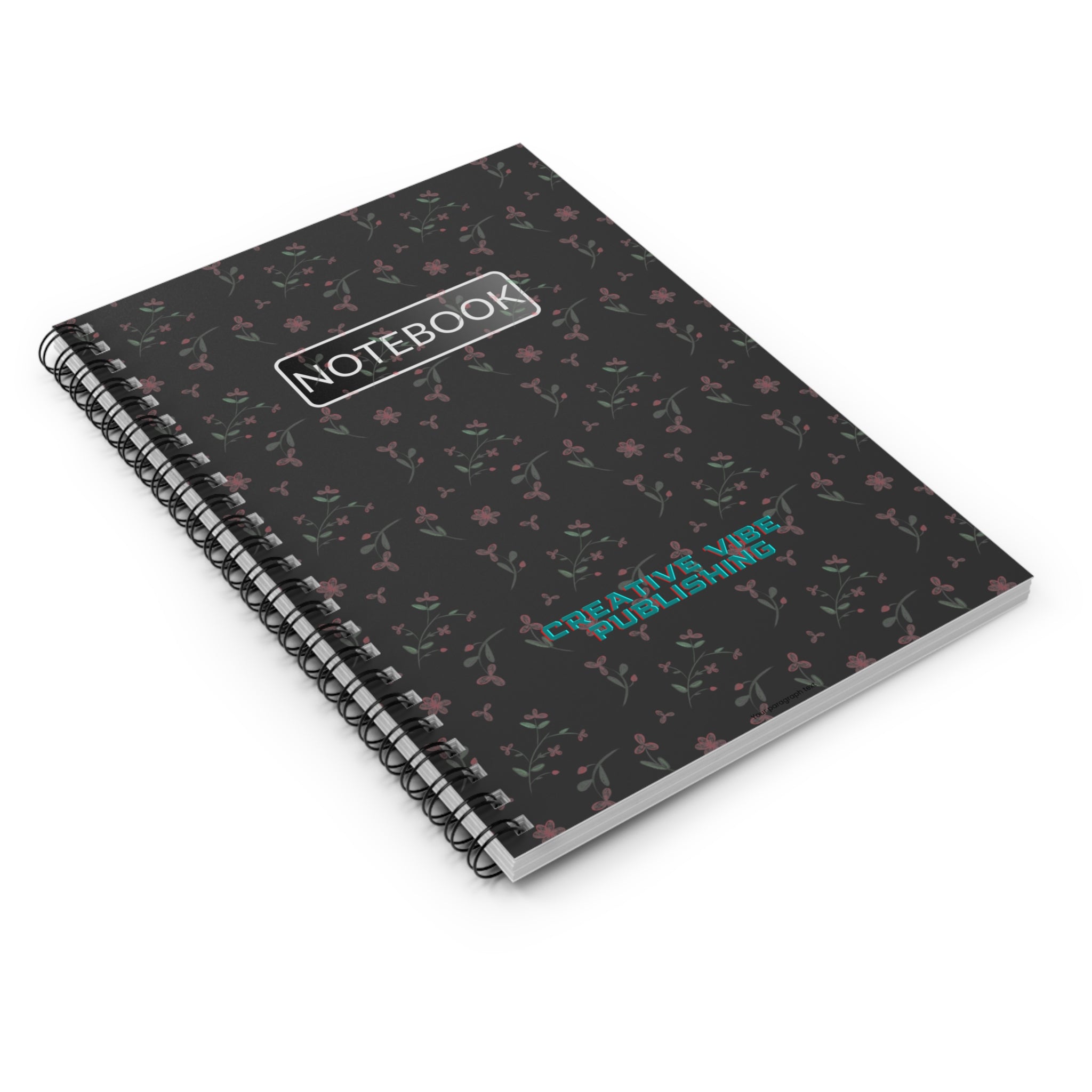 Floral Noir Spiral Notebook — Ruled Journal