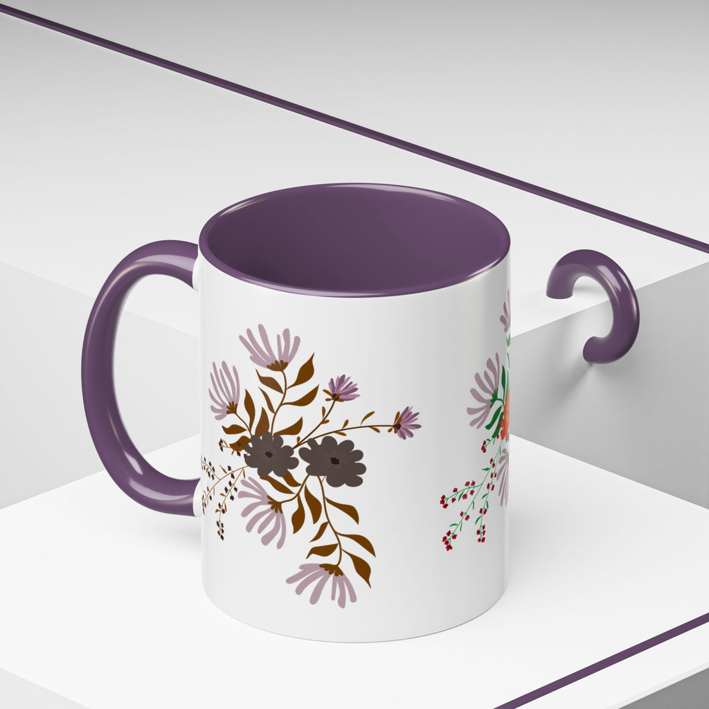 Floral Bouquet Accent Coffee Mug – Colorful Wildflower Design (11/15oz)