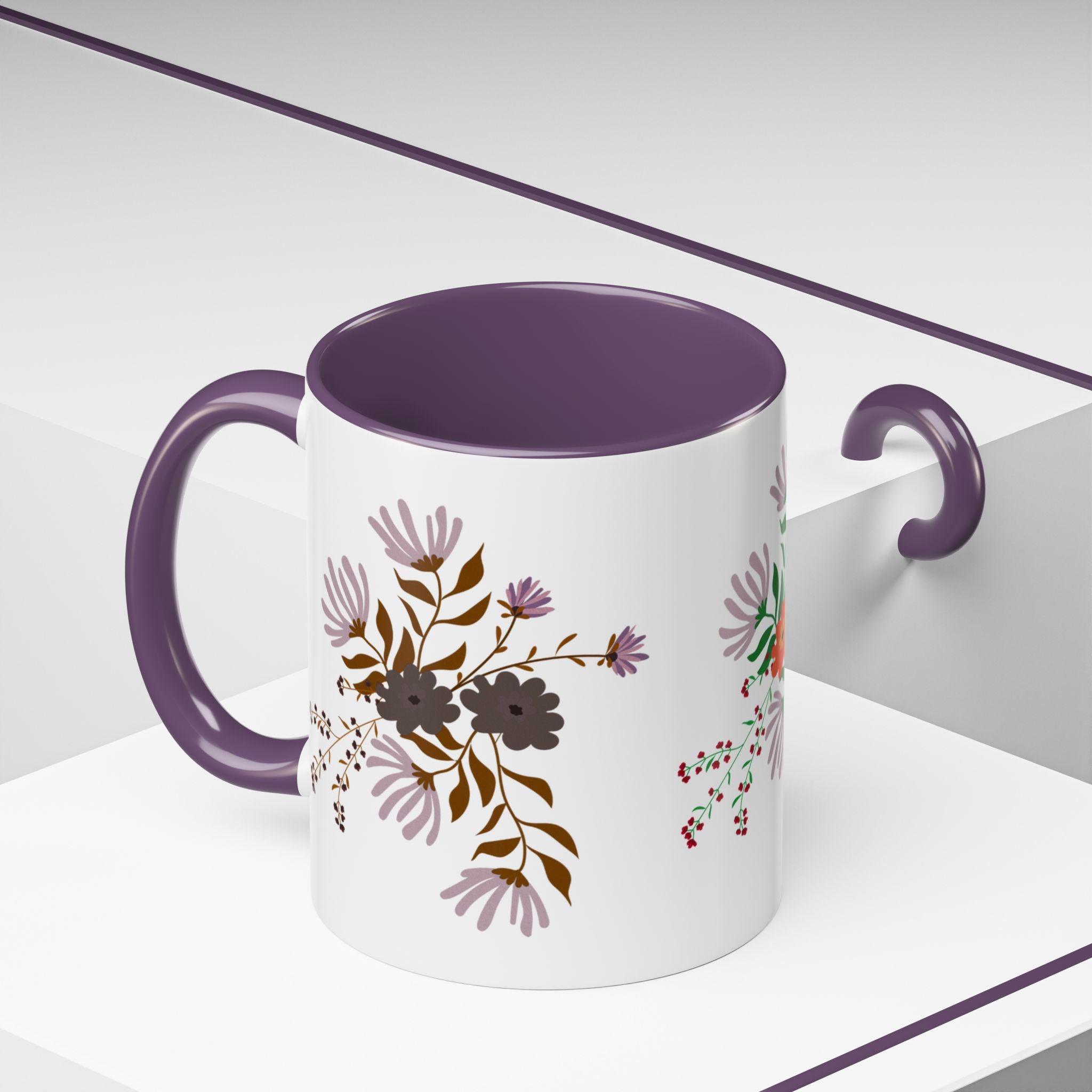 Floral Bouquet Accent Coffee Mug – Colorful Wildflower Design (11/15oz)