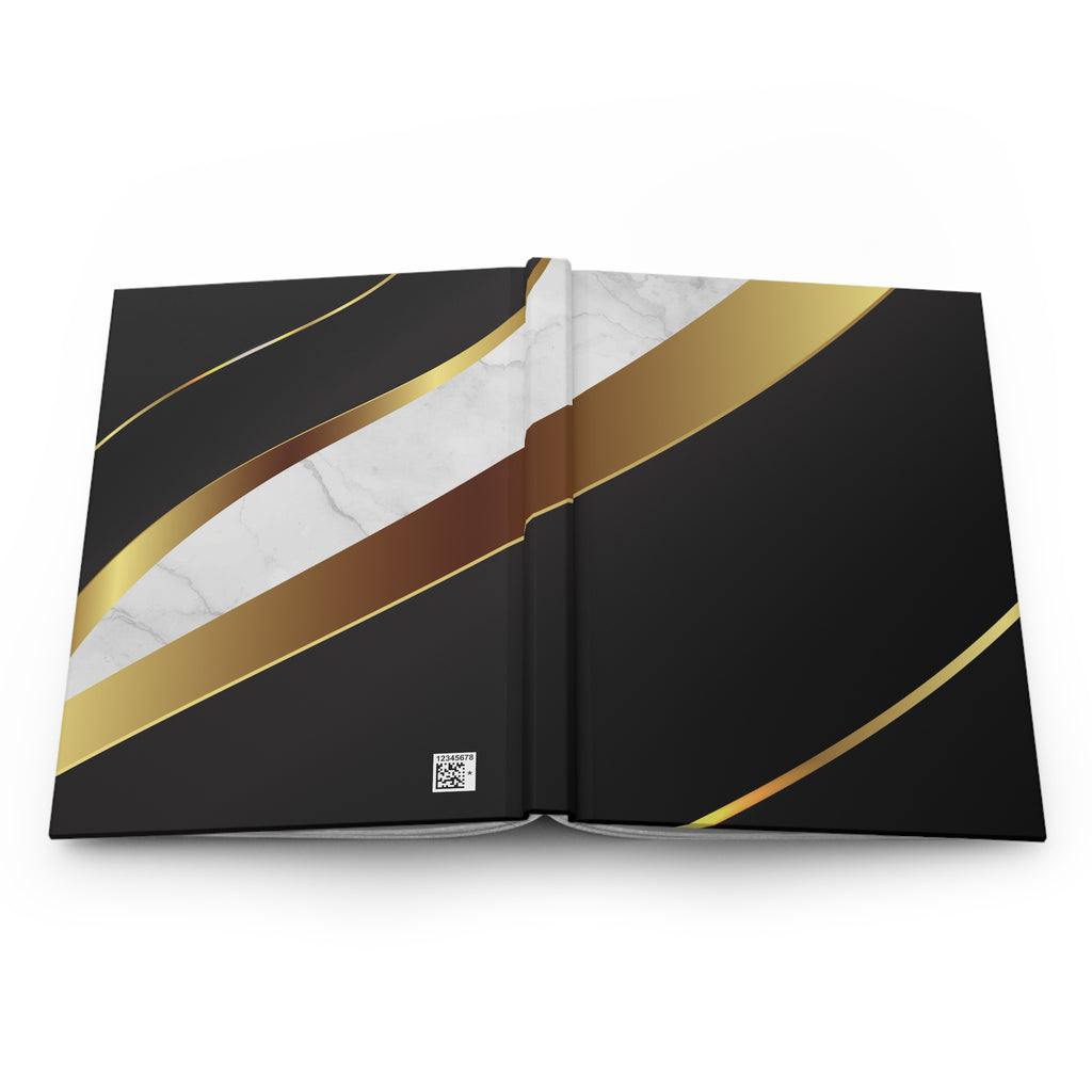 Elegant Black & Gold Hardcover Journal - Marble Accent Matte Notebook