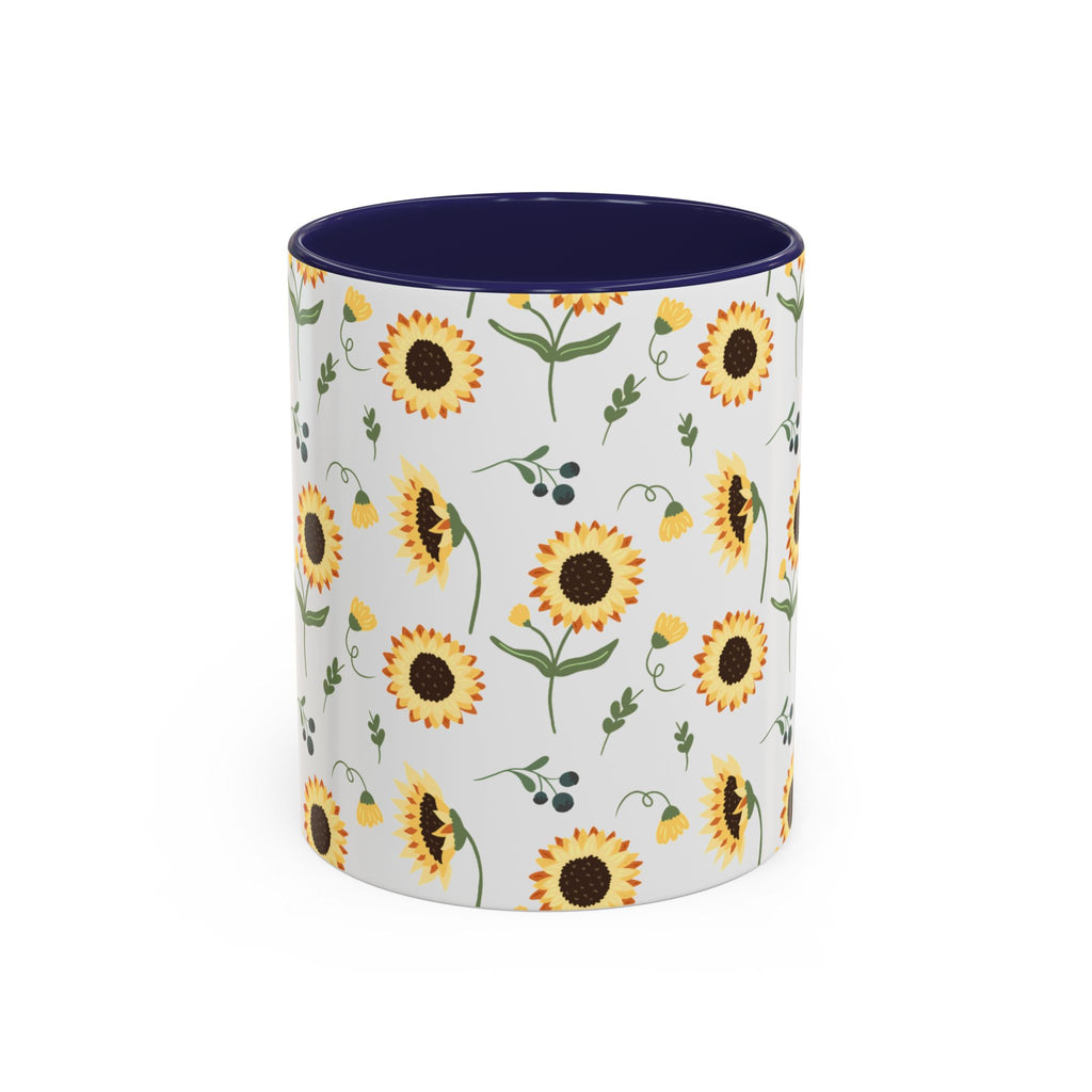 Sunflower Pattern Accent Coffee Mug — 11/15oz Ceramic Mug
