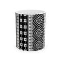 Black & White Aztec Pattern Ceramic Mug — Geometric Tribal Design (11oz/15oz)