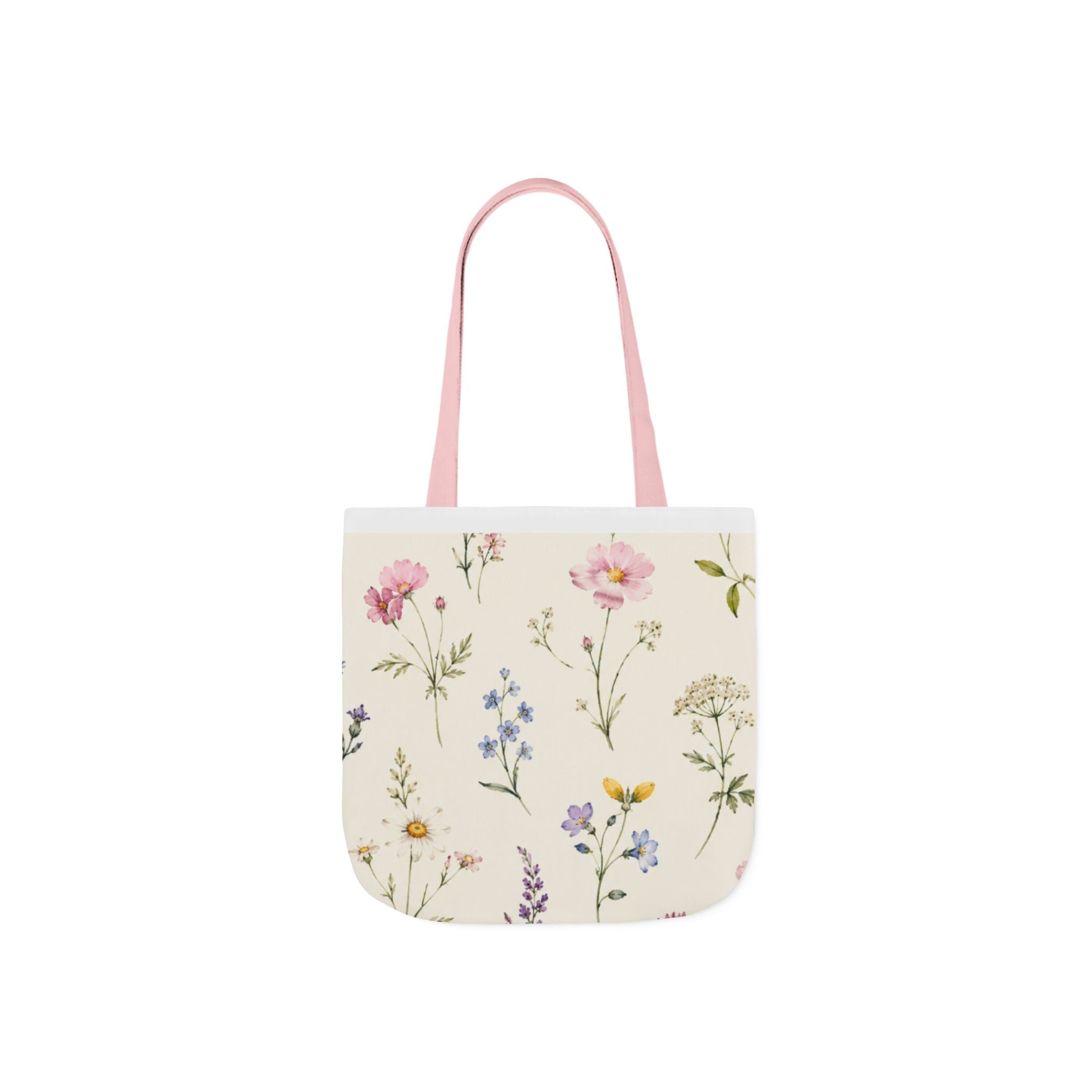 Floral Wildflower Canvas Tote Bag – Vintage Botanical Print, Everyday Market & Gift Tote