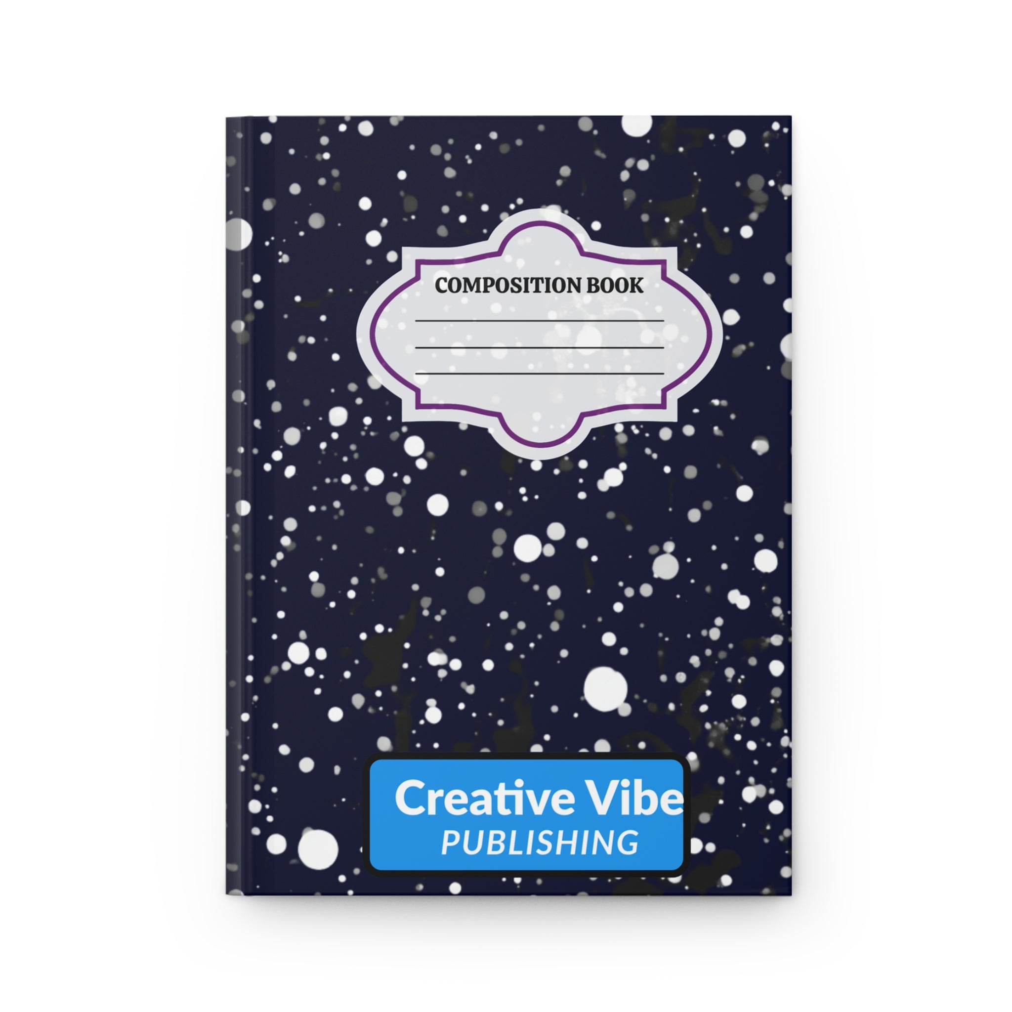 Composition Book Hardcover Journal – Navy Splatter Notebook for School, Writing, & Creative Notes