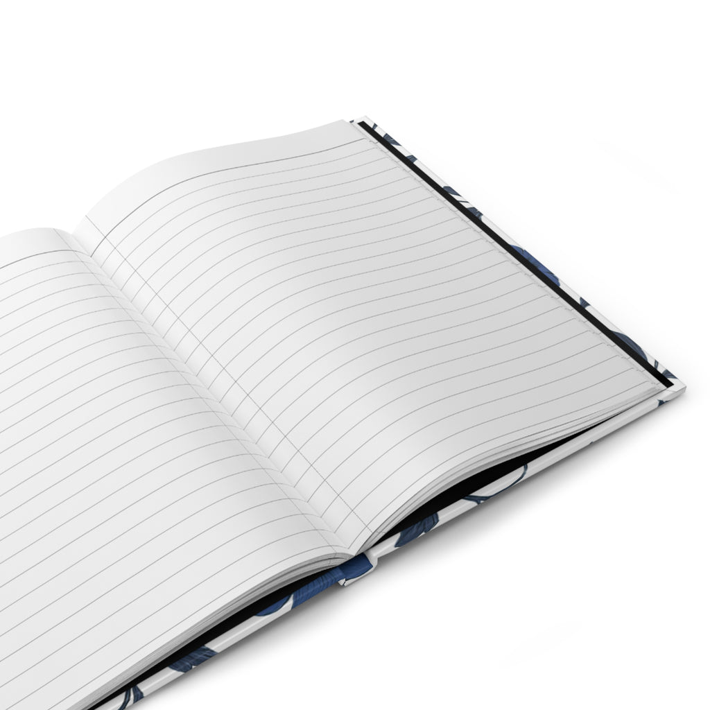 Blue Floral Hardcover Journal — Matte Notebook for Notes & Daily Planning