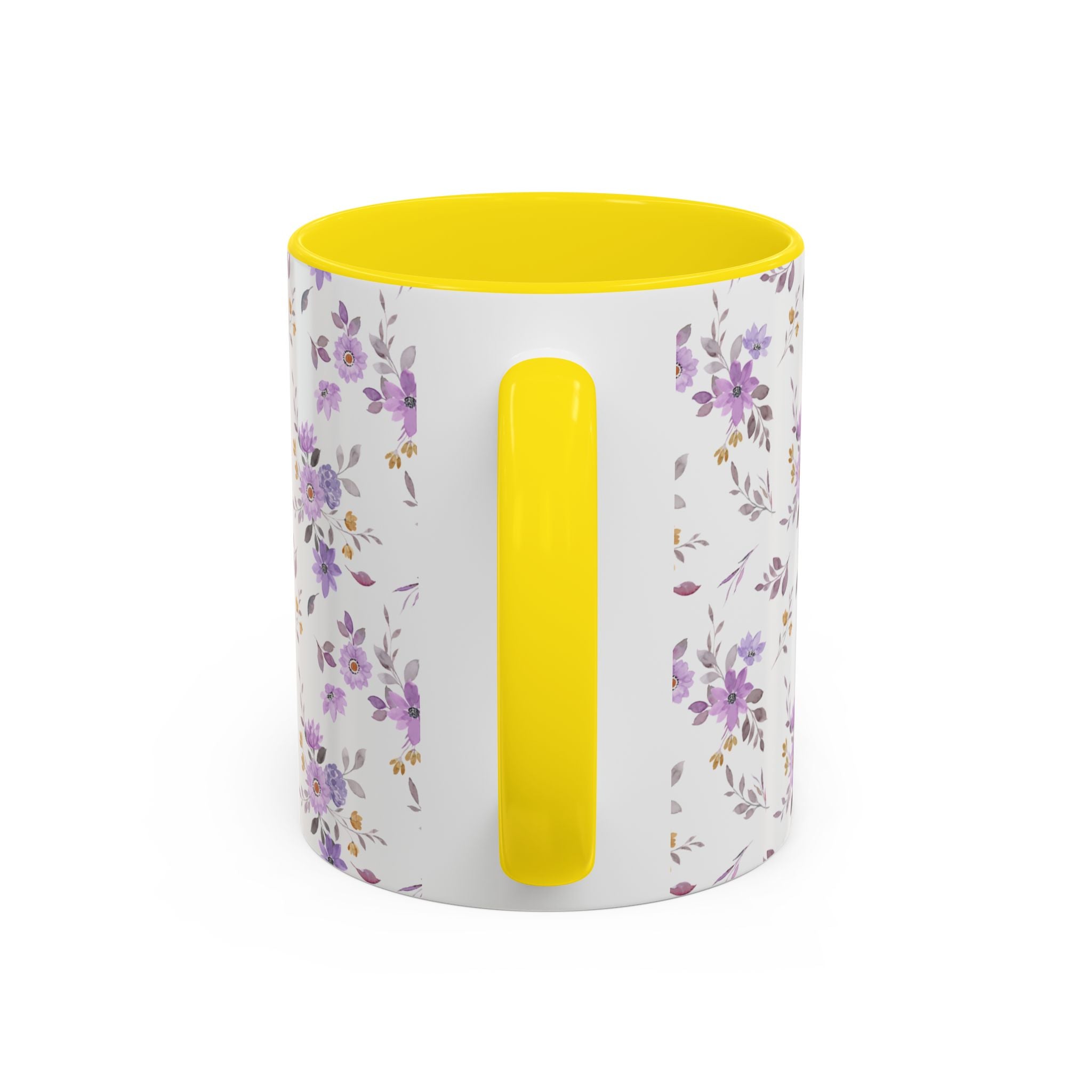 Floral Lavender Accent Coffee Mug — Purple Vintage Rose Pattern (11/15oz)