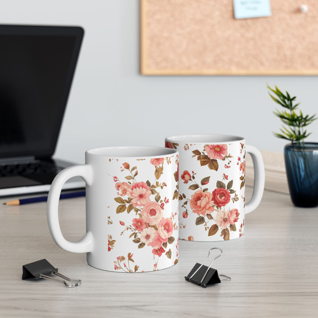 Floral Vintage Rose Ceramic Mug (11oz & 15oz)
