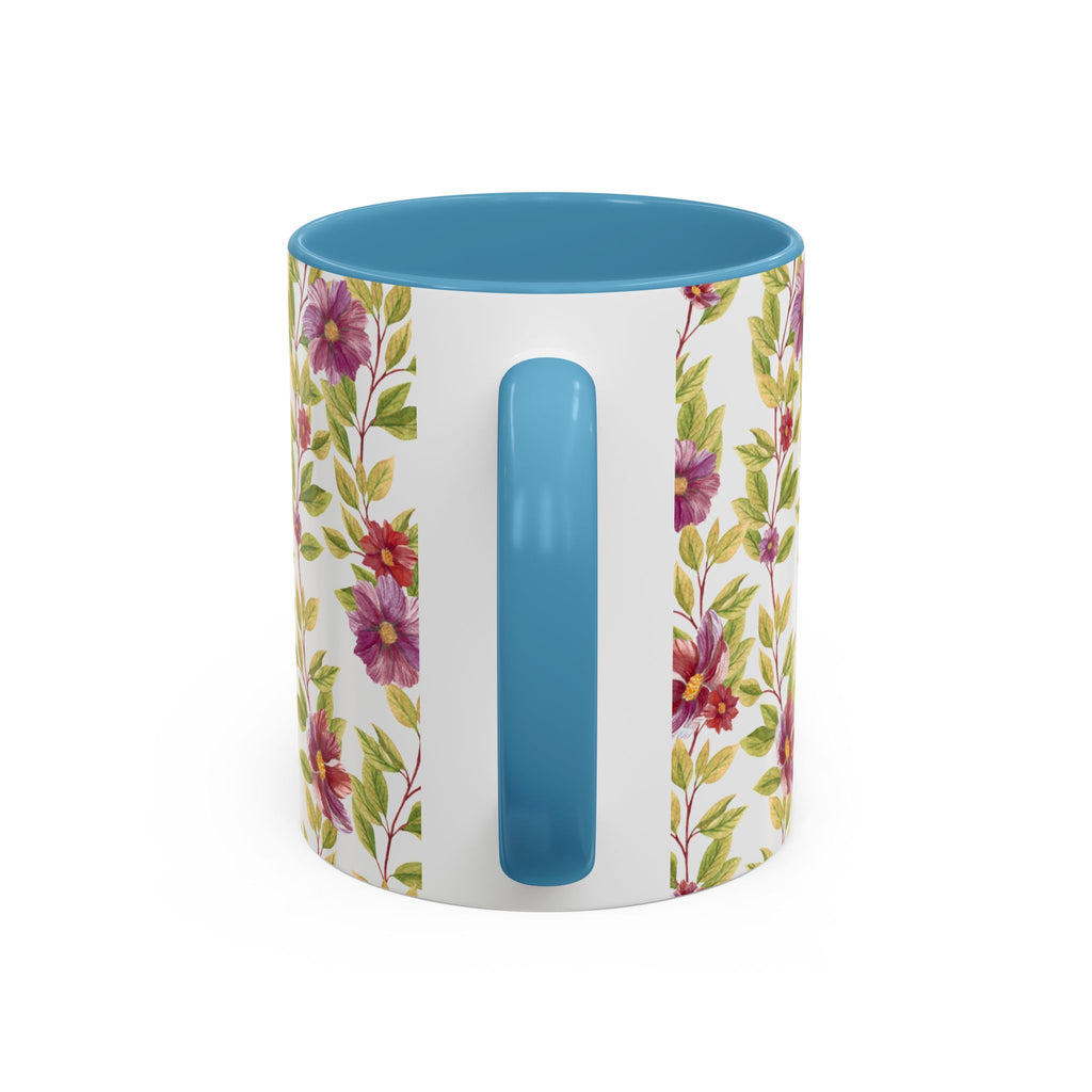 Floral Vine Accent Coffee Mug — Purple Watercolor Blossoms (11/15oz)