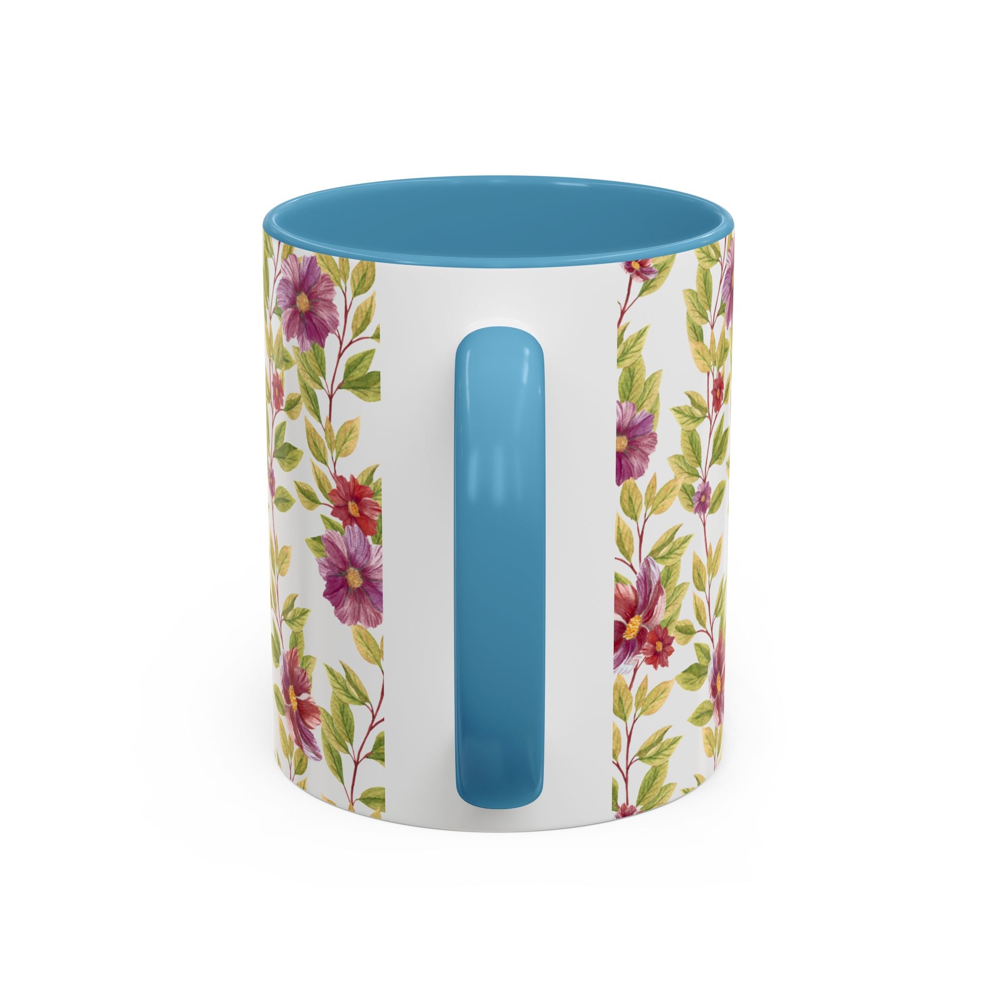 Floral Vine Accent Coffee Mug — Purple Watercolor Blossoms (11/15oz)