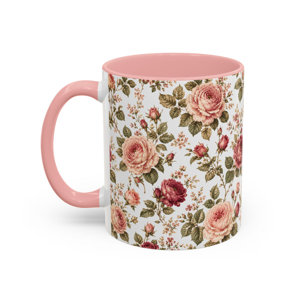 Floral Rose Accent Coffee Mug — Vintage Garden 11/15oz