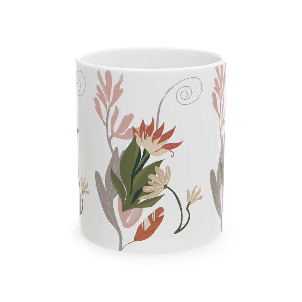 Floral Pastel Mug — Boho Botanical Ceramic Coffee Cup (11oz/15oz)