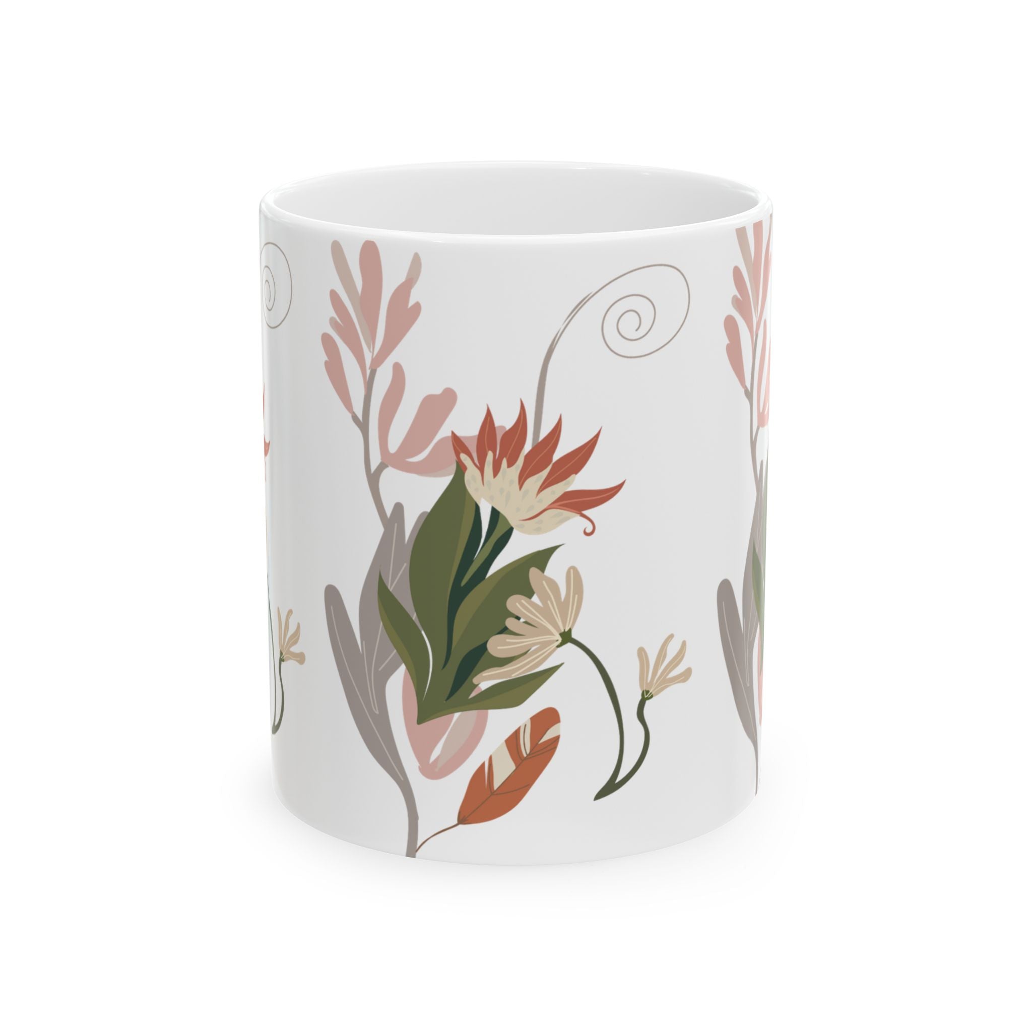 Floral Pastel Mug — Boho Botanical Ceramic Coffee Cup (11oz/15oz)
