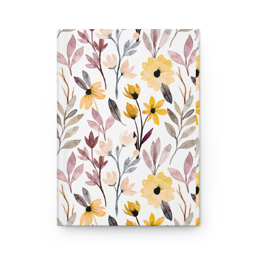 Floral Watercolor Hardcover Journal – Yellow & Blush Botanical Notebook