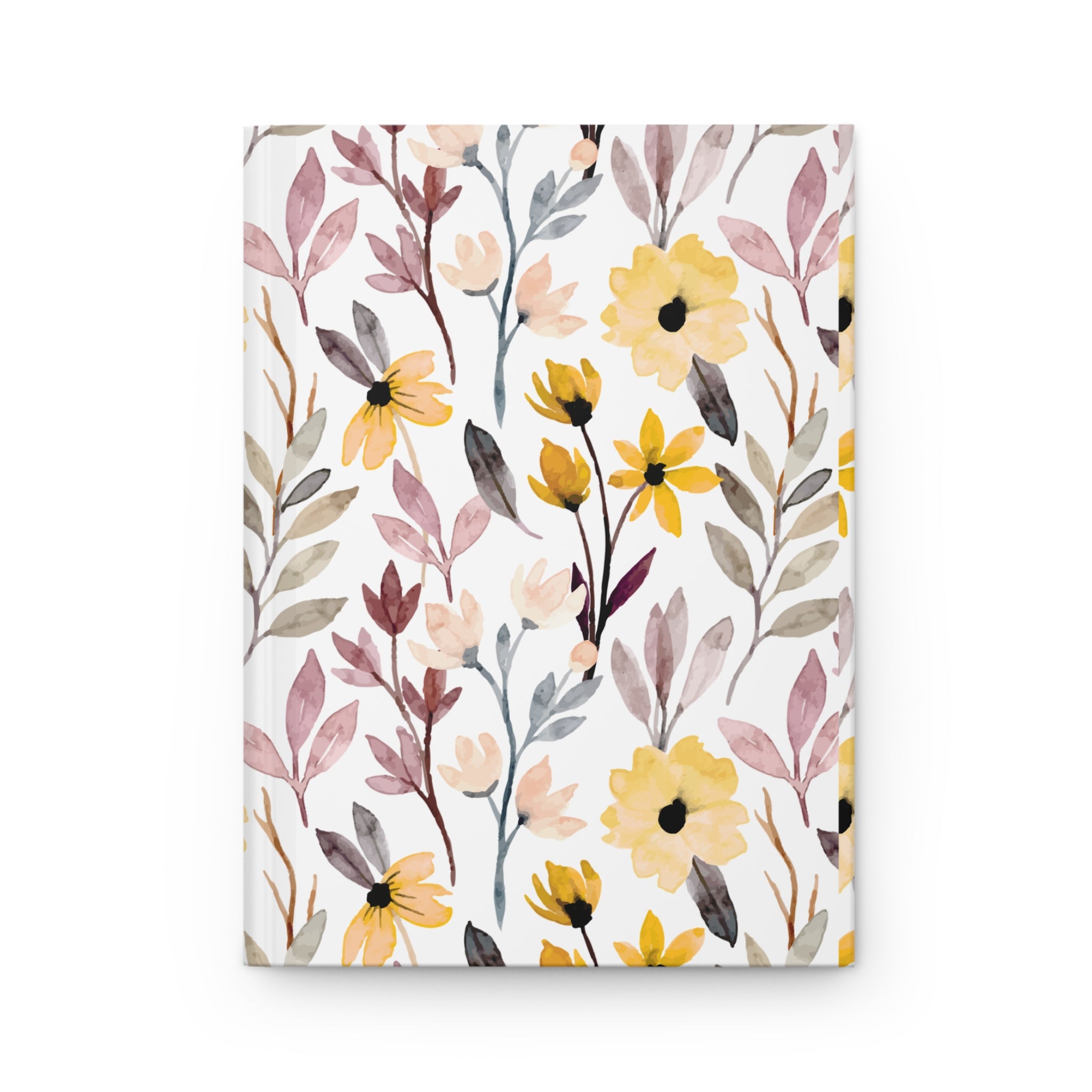 Floral Watercolor Hardcover Journal – Yellow & Blush Botanical Notebook