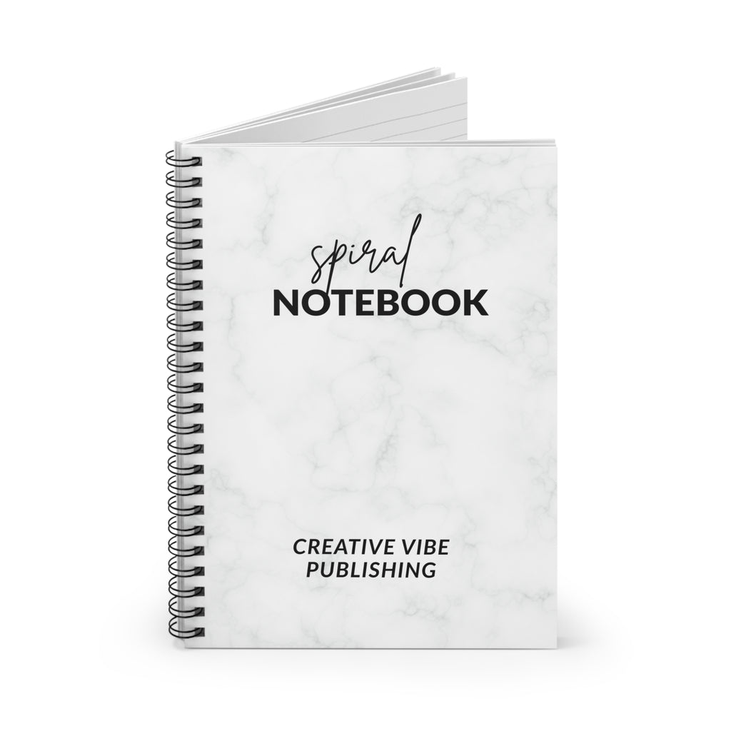 Marble Spiral Notebook — 'Spiral Notebook' Script Cover, Ruled Journal for School & Work