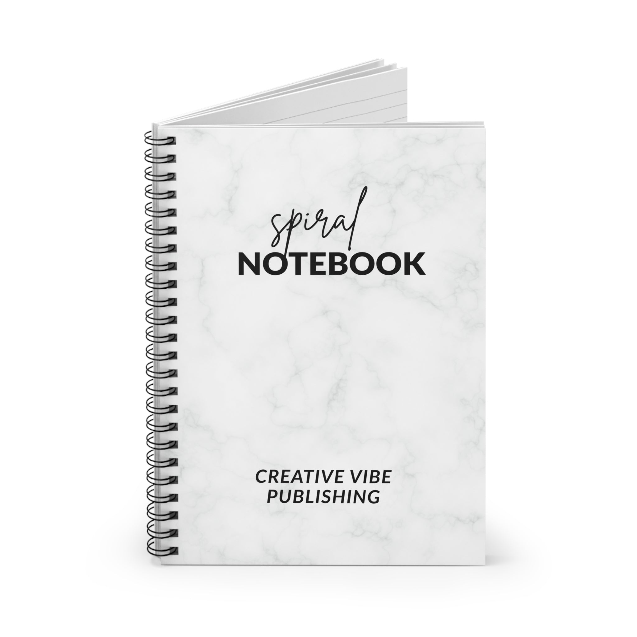 Marble Spiral Notebook — 'Spiral Notebook' Script Cover, Ruled Journal for School & Work