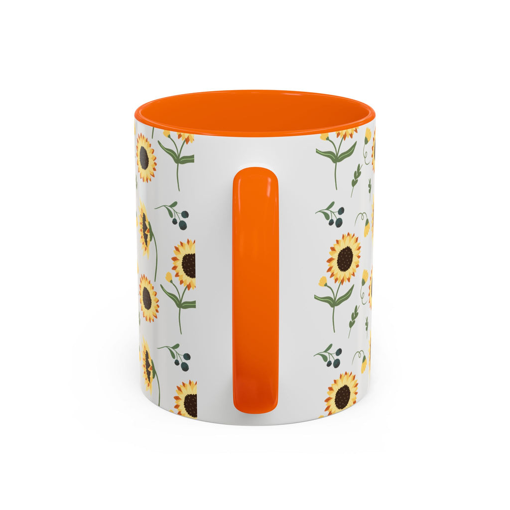 Sunflower Pattern Accent Coffee Mug — 11/15oz Ceramic Mug