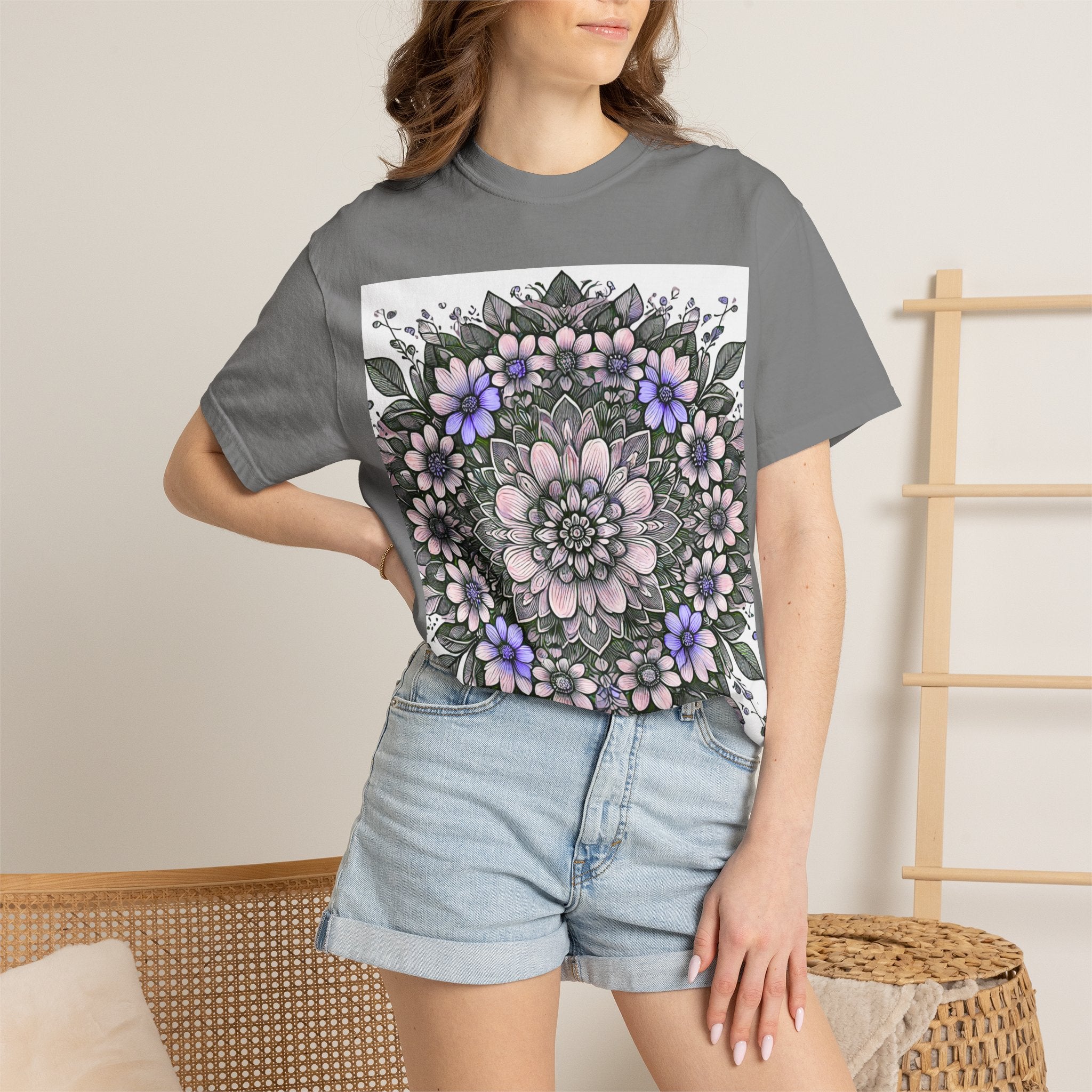 Floral Mandala T-Shirt — Pastel Garden Blossom Tee