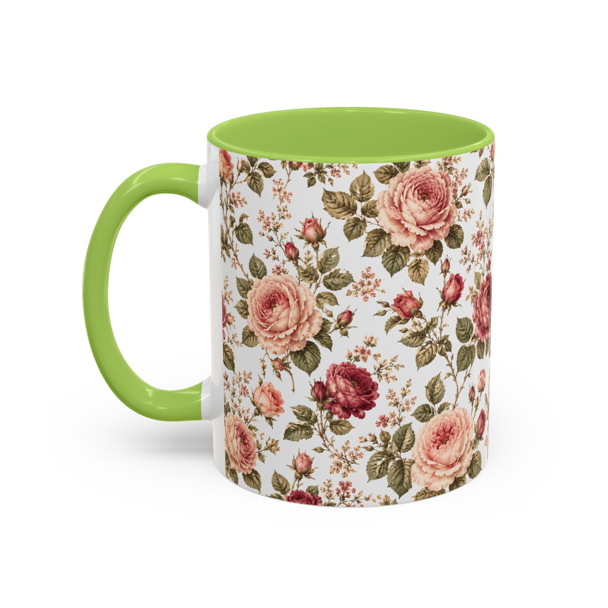 Floral Rose Accent Coffee Mug — Vintage Garden 11/15oz