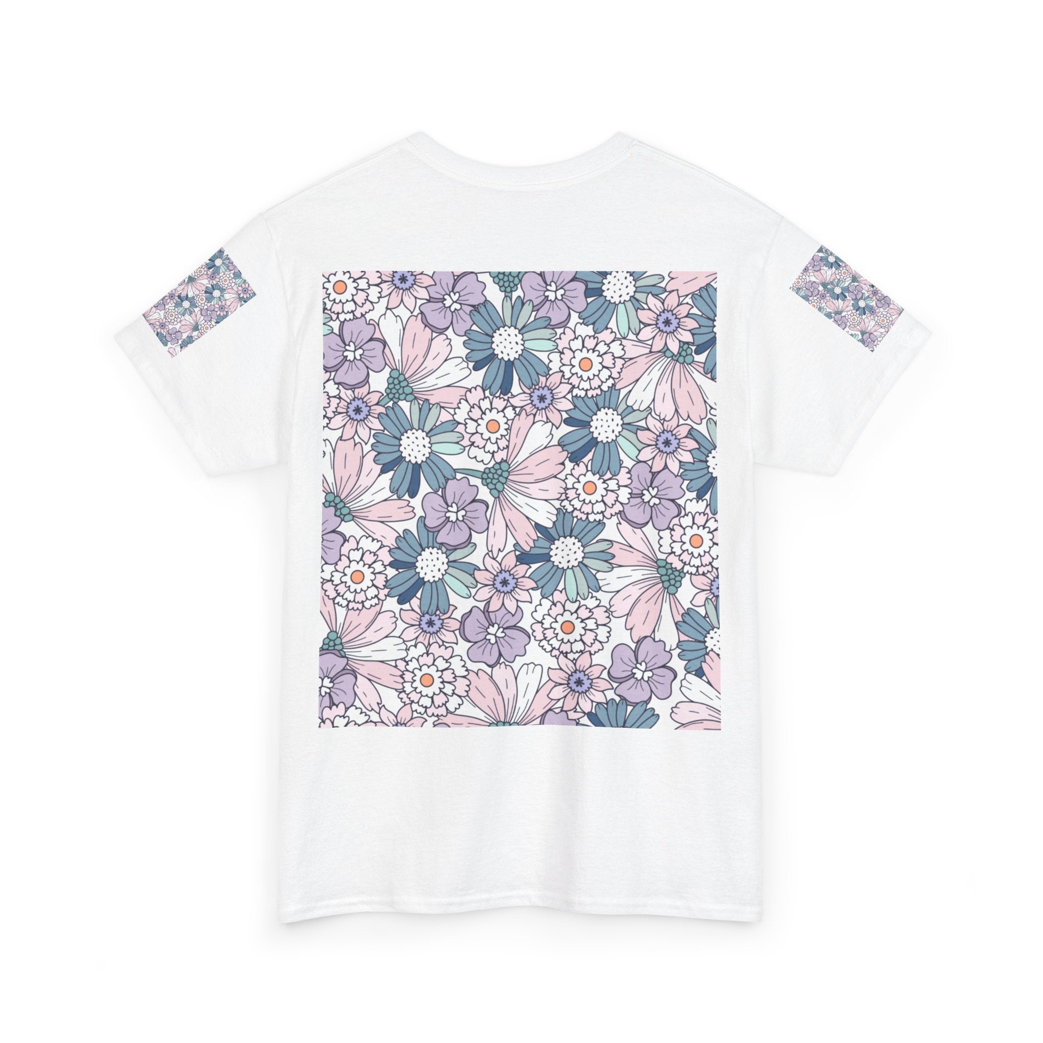 Floral Pattern T-Shirt — Pastel Daisy Square Print Tee