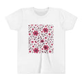 Girls Floral Pattern Youth Tee — Pink Red Blossom Short Sleeve Shirt