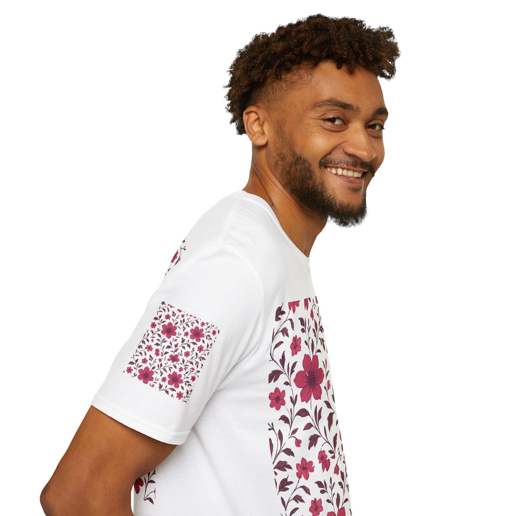 Floral Vine Tee — Pink Bloom Pattern T-Shirt